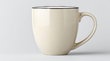Poster - Cream-colored ceramic mug with a black rim displayed against a neutral background