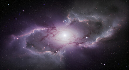 Wall Mural - Vast nebulae swirling around a central star in deep space.  Cosmic clouds of gas and dust