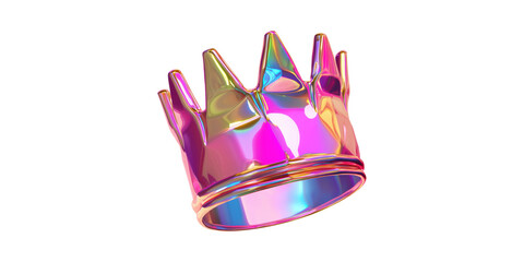 Poster - Colorful Iridescent Crown. Symbol Of Royalty And Modern Art Design Isolated On Transparent Background