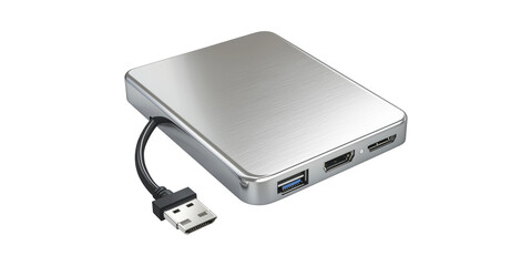Poster - Usb-C Hub With Multiple Ports For Connectivity. Versatile Adapter For Enhanced Device Compatibility Isolated On Transparent Background