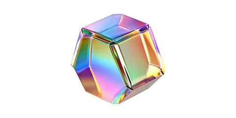 Poster - Colorful Iridescent Geometric Crystal. Futuristic Design And Aesthetic Appeal Isolated On Transparent Background