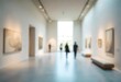 © Halim - Generative AI Art gallery exhibition with blurred figures and paintings