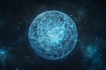 Wall Mural - planet earth in space , binary code technology , glowing sphere on black background