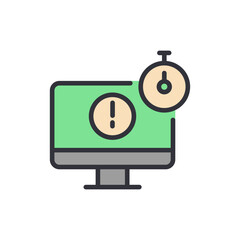 Poster - Working deadline colored icons, minimalist vector illustration ,simple transparent graphic element .Isolated on white background