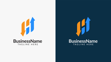 Aufkleber - Modern logo mark with letter H and arrow icon bar candlestick for trading, investment, finance, statistic, accounting or marketing business