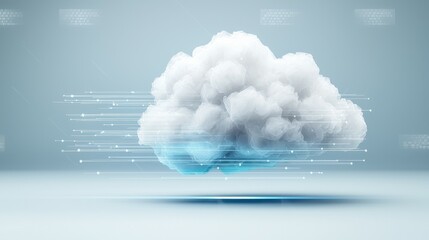 Poster - A stylized cloud representing digital data transfer and technology concepts.