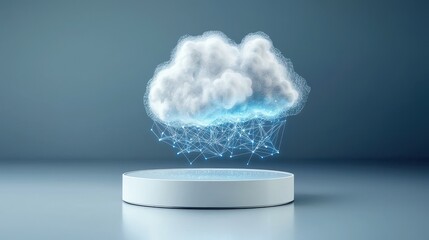 Poster - A futuristic cloud concept representing data storage and connectivity in a digital age.