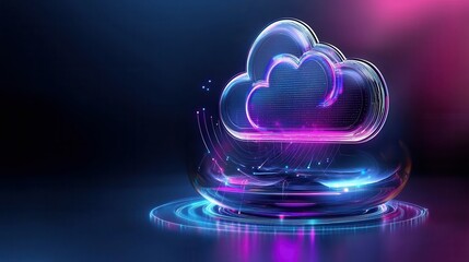 Poster - Vibrant neon cloud symbolizing digital storage and connectivity.
