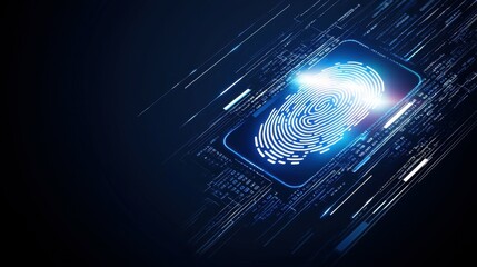 Poster - Futuristic fingerprint scanning technology on a digital interface.