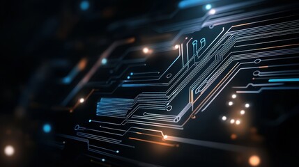 Poster - Abstract close-up of luminous circuit board design showcasing vibrant colors and patterns.