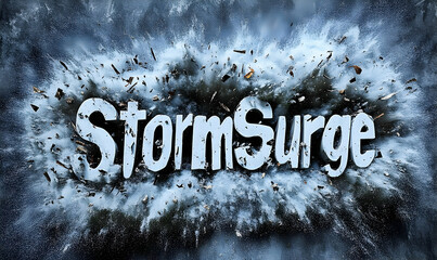 Poster - Exploding text storm surge graphic design