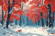 © Adri - Winter forest with vibrant red trees
