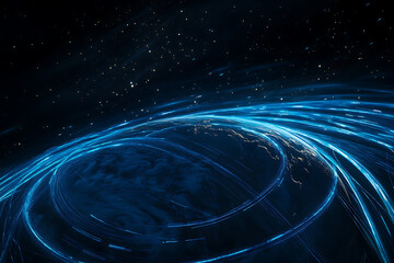 Wall Mural - planet earth in space , binary code technology , glowing sphere on black background