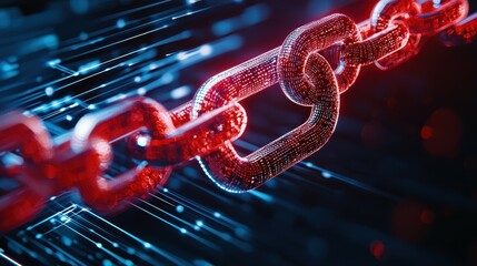 Fototapete - A vibrant digital chain link symbolizing connectivity and technology advancement.