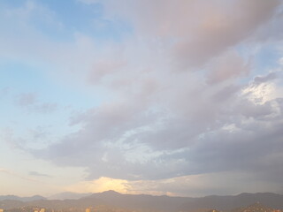 Wall Mural - dawn sky with cloud, nature weather background. environment, atmosphere and heaven concept