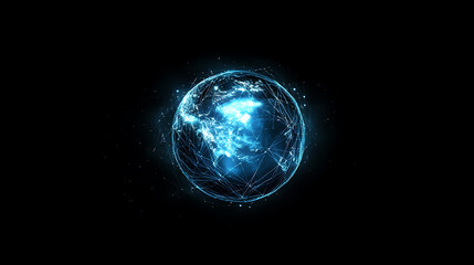 Wall Mural - planet earth in space , binary code technology , glowing sphere on black background