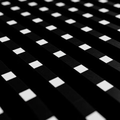 Poster - A monochrome pattern of black stripes with evenly spaced white squares in a diagonal arrangement
