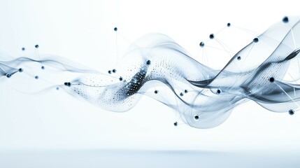 Poster - Abstract visual of flowing waves with interconnected nodes in a cool color palette.