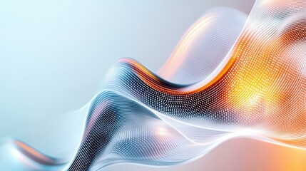 Poster - Abstract digital waves with glowing orange and blue hues create a modern visual sensation.