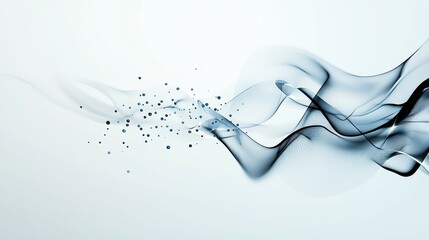 Poster - Abstract flow of blue waves and dots on a light background.