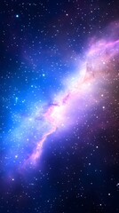 Wall Mural - A vibrant nebula, glowing pink and blue, stretches across a dark, star-studded sky