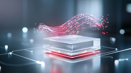Poster - Futuristic abstract representation of technology with vibrant data flow visuals.