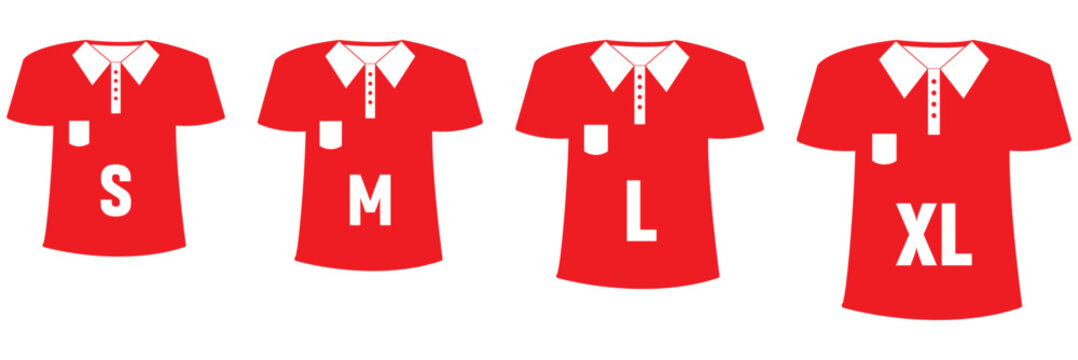 T-shirt icon set. Unisex apparel vector symbol in black filled and outlined style