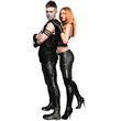 © HWWO Stock - 3D rendered fictional urban fantasy couple with a woman and a man in leather outfits isolated on transparent background