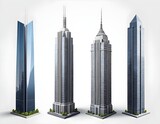 Four Modern Skyscrapers, Architectural Models, Cityscape