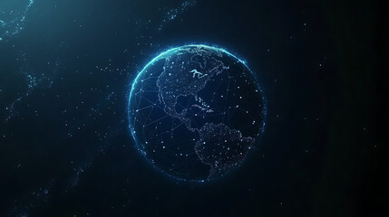 Wall Mural - planet earth in space , binary code technology , glowing sphere on black background