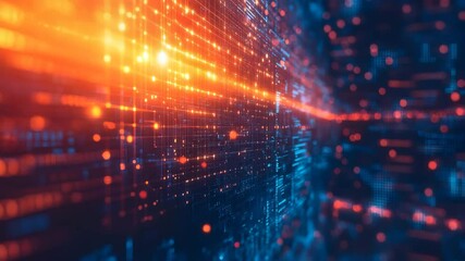 Poster - Digital abstract background depicting a wall of data with vibrant colors and patterns