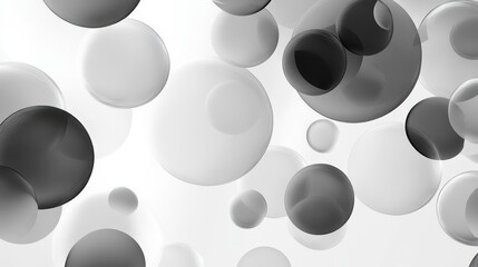 Poster - A monochrome bubble pattern with elegant grayscale floating circles in an abstract style.