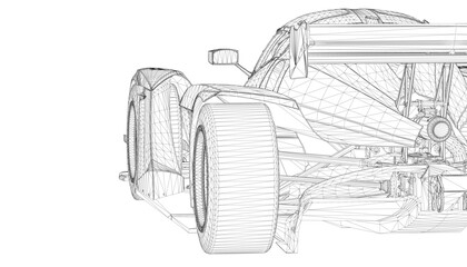 Poster - A cartoon drawing of a car with a tire that is almost completely black. The tire is surrounded by a blurry outline, giving the impression of a tire with a hole in it. The car is parked on a street