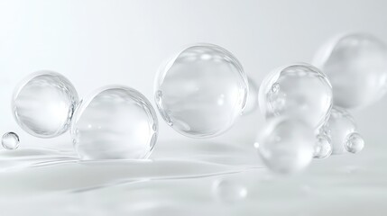 Poster - minimalistic white bubbles background with soft, translucent spheres fading into a clean backdrop.