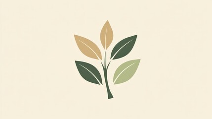 Leinwandbilder - A nature-inspired logo with leaf elements and earthy green tones.