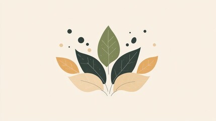 Leinwandbilder - A nature-inspired logo with leaf elements and earthy green tones.