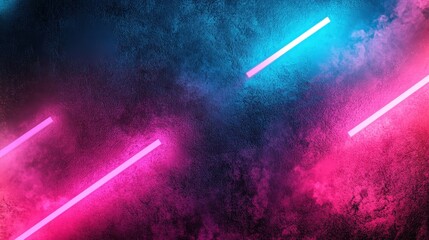 Poster - A neon glow background with bold pink, blue, and purple lights illuminating a dark textured surface, creating a nightlife vibe