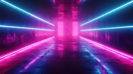 Poster - A neon glow background with bold pink, blue, and purple lights illuminating a dark textured surface, creating a nightlife vibe