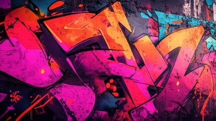 Poster - A neon street-style frame with graffiti textures, bold typography, and urban aesthetics