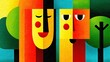 © Teedanai - Abstract Colorful Faces with Geometric Shapes and Textured Background