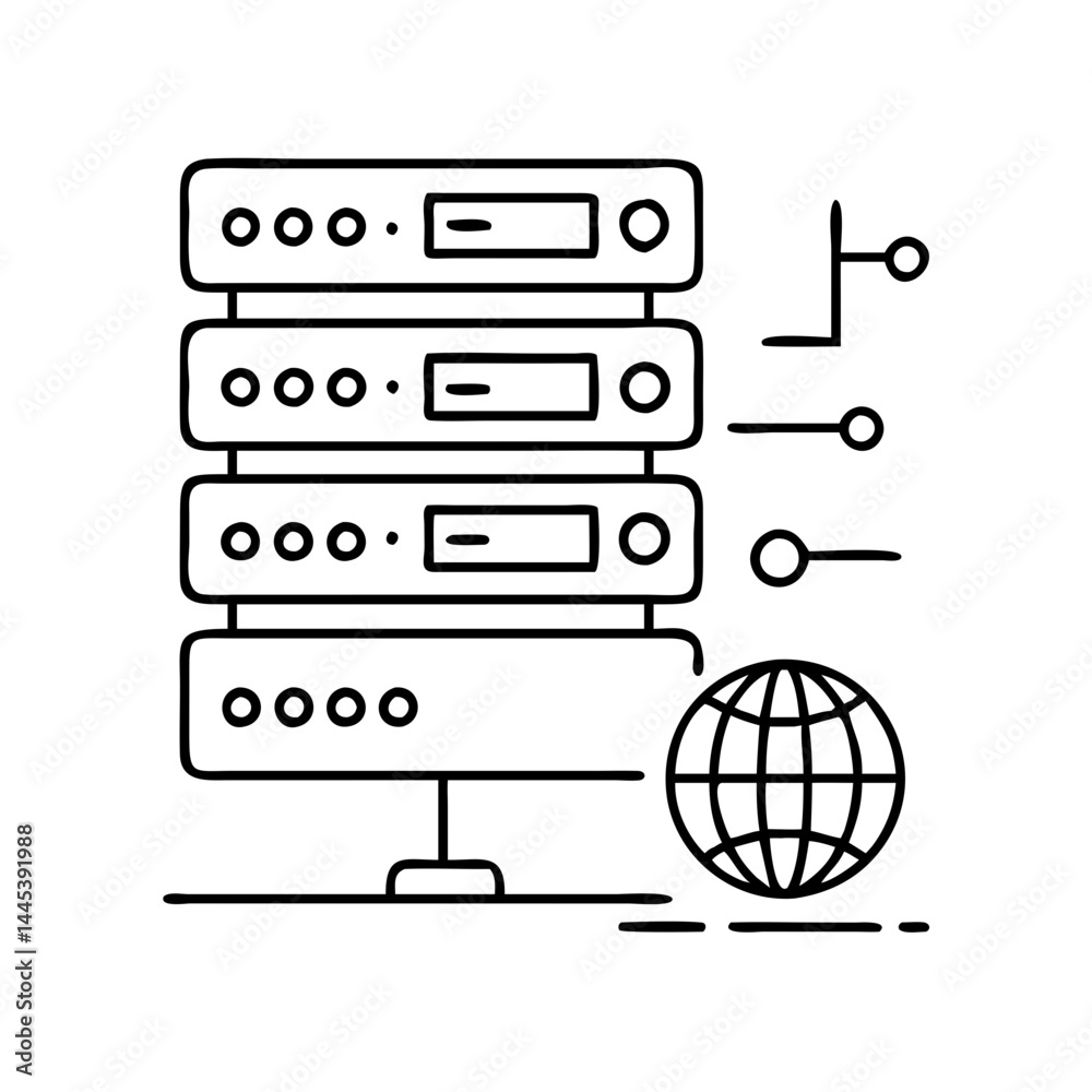 dns server icon, dns server line art - simple line art of dns server ...