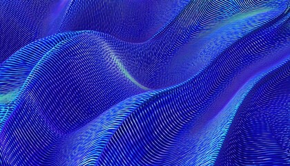 Poster - abstract 3d glowing wave of blue and violet dots for futuristic web design, digital branding, ui background, motion graphics, and print media

