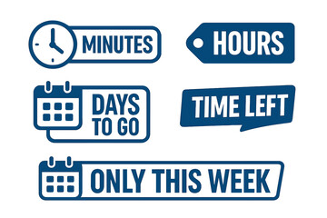 Poster - Vector icons illustrating countdown elements for time-sensitive events with minutes, hours, days, and weekly reminders