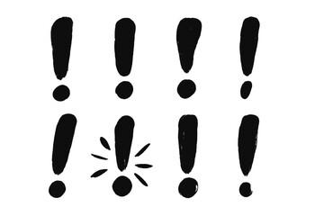 Poster - Bold black vector exclamation marks emphasizing strong emotions and surprise in a minimalist design suitable for various graphic uses