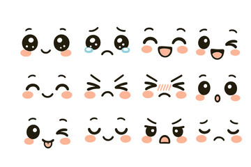 Poster - Cute vector icons depicting various emotions and facial expressions perfect for digital design projects