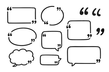 Poster - Vector icon collection of speech bubbles and quotation marks for communication and design projects
