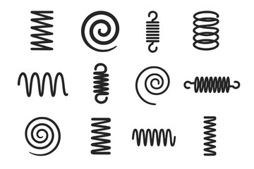 Poster - Diverse collection of vector icons showcasing various spiral and coil designs for creative projects
