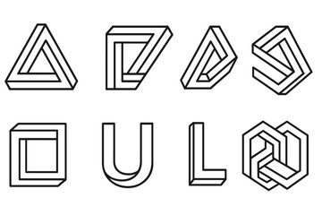 Poster - Vector icons featuring geometric shapes and abstract designs in a monochrome style for modern applications