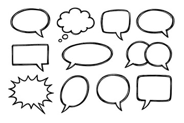Poster - Multiple vector icons of speech bubbles and thought clouds in various shapes for communication design elements