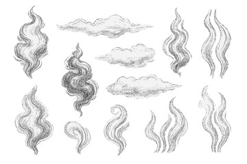 Poster - Creative vector icons of clouds and vapor in various shapes for design projects and illustrations